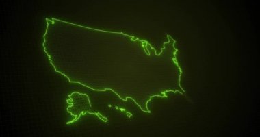 Parlayan parlak neon Amerika haritası