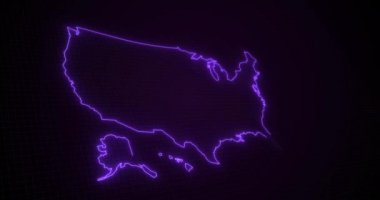 Parlayan parlak neon Amerika haritası