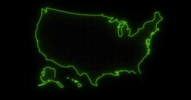 Parlayan parlak neon Amerika haritası