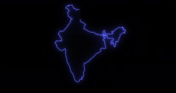 Parlayan Parlak Neon Hindistan Haritası — Stok video