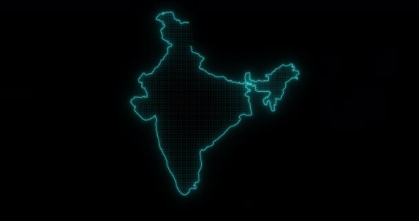 Brillante Brillante Mappa Neon India — Video Stock