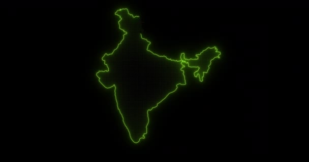 Gloeiende Bright Neon India Kaart — Stockvideo