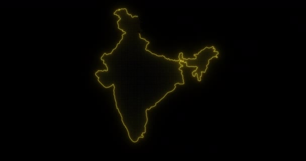 Світиться Яскравою Неонової Індії Карта — стокове відео