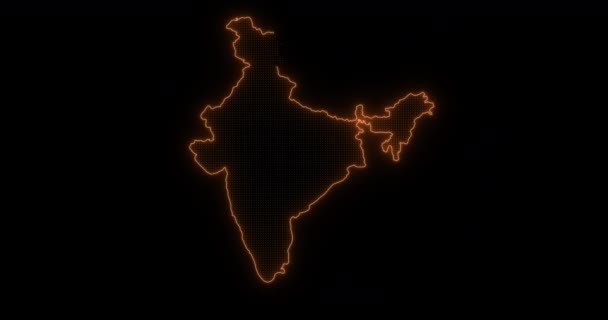 Gloeiende Bright Neon India Kaart — Stockvideo