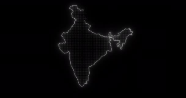 Leuchtende Helle Neon Indien Karte — Stockvideo