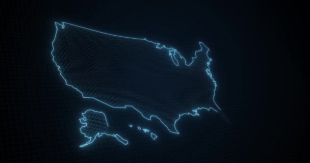 Glowing Bright Neon Usa Map — Stock Video