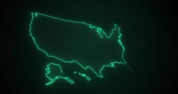 Zářící Jasně Neonové Mapa Usa — Stock video