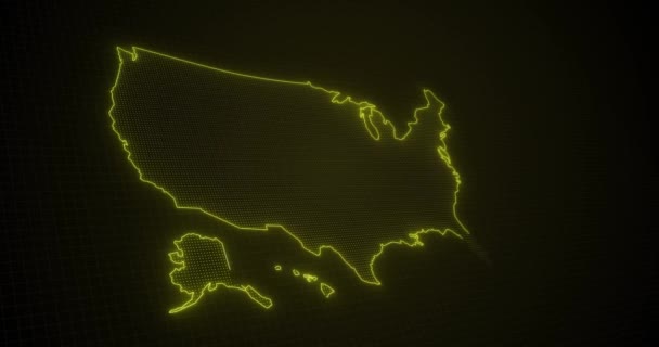 Zářící Jasně Neonové Mapa Usa — Stock video