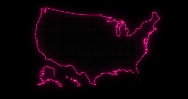 Glødende Neon Usa Kart – stockvideo