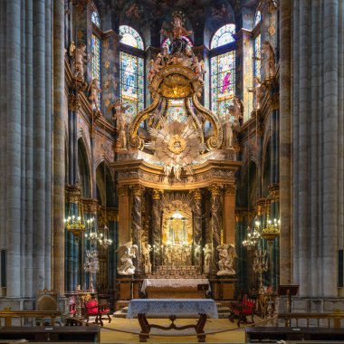 Lugo, İspanya - 28 Ağustos 2018: Görünüme Lugo katedral 28 Ağustos 2018 üzerinde bulunan Galiçya, İspanya