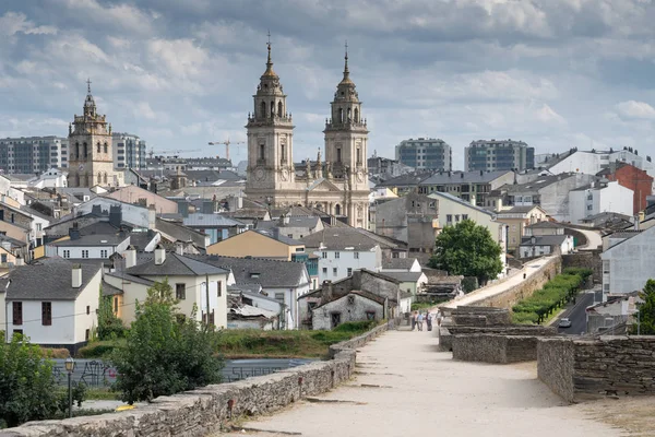 Lugo Španělsko Srpna 2018 Panoramatický Pohled Během Procházky Podél Městských — Stock fotografie