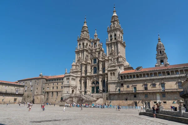 Santiago Compostela Španělsko Září 2018 Poutníci Před Katedrály Santiago Compostela — Stock fotografie