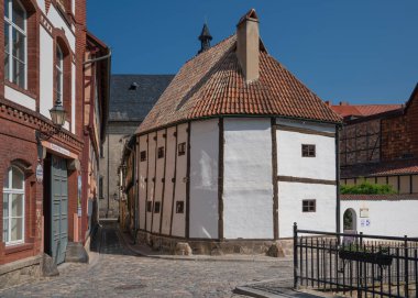 Quedlinburg, Almanya - 13 Mayıs 2018: Eski şehir, Quedlinburg üzerinde 13 Mayıs 2018 Almanya, Europe