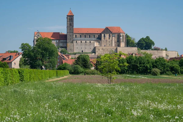 Panoramiczny Obraz Klasztoru Quedlinburgu Niemcy Europa — Zdjęcie stockowe