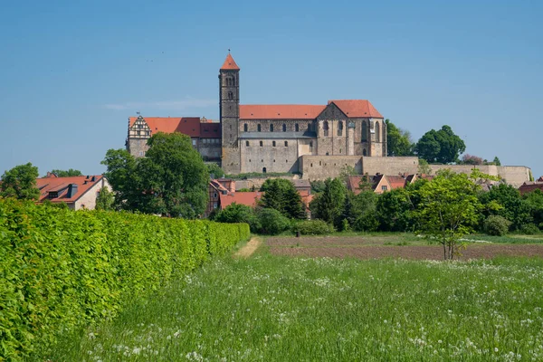 Panoramiczny Obraz Klasztoru Quedlinburgu Niemcy Europa — Zdjęcie stockowe