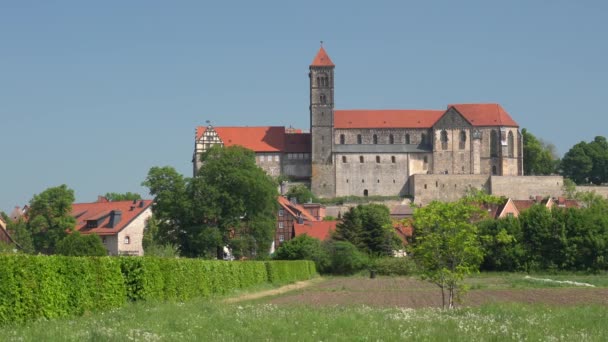 Panoramiczny Obraz Klasztoru Quedlinburgu Niemcy Europa — Wideo stockowe