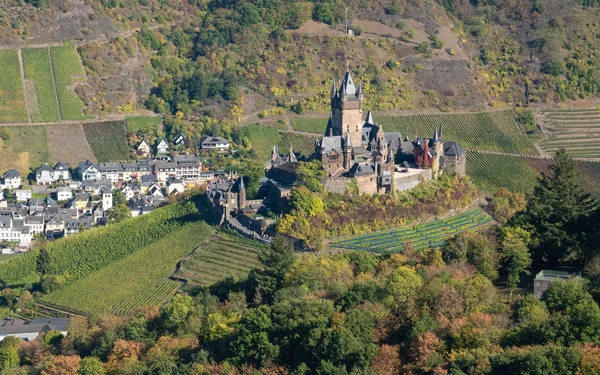 Cochem Niemcy Października 2018 Obraz Panoramiczny Stary Zamek Cochem Mozeli — Zdjęcie stockowe