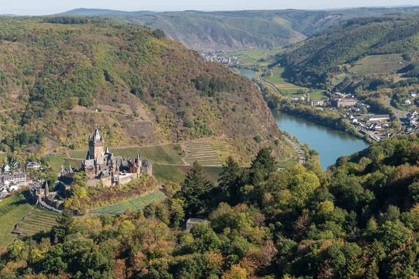 Panoramiczny Widok Miasto Cochem Pobliżu Rzeki Moselle Niemcy Europa — Zdjęcie stockowe