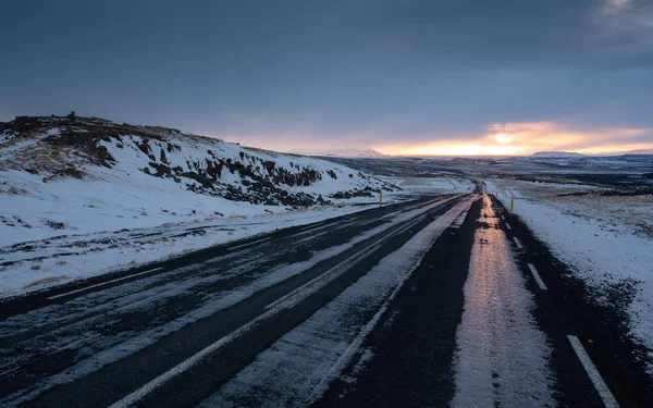 Solnedgång, Island, Europa — Stockfoto