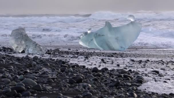 Льодовик Joekulsarlon Лагуни Зима Ісландії Європа — стокове відео