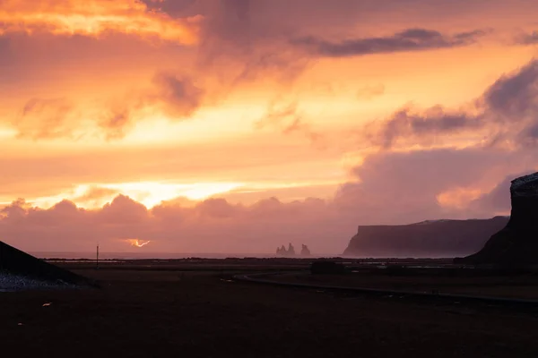 Landschap in Sundown, IJsland, Europa — Stockfoto