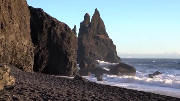 Reynisfjara Yakın Vik Zlanda Europe — Stok video