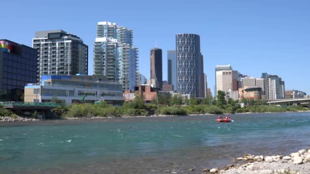 Calgary Canada Augustus 2019 Panoramische Afbeelding Van Skyline Van Calgary — Stockvideo