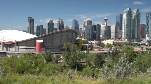 Calgary Kanada Srpna 2019 Panoramatický Obraz Města Calgary Slunečného Dne — Stock video