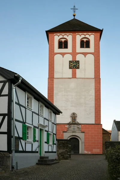 Center Village Odenthal Parish Church Old Buildings Sunrise Bergisches Land — Stock Photo, Image
