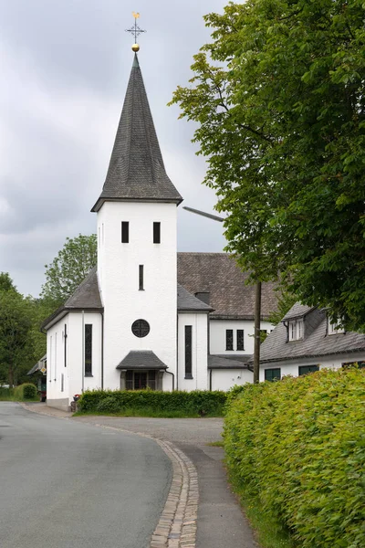 View Central Street Sauerland Village Westfeld Parish Church Old Buildings — Stock Photo, Image