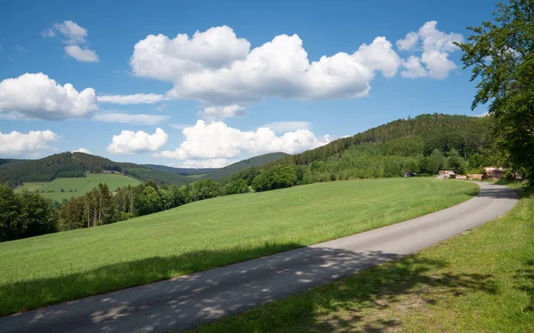 Panoramatický Obraz Oblasti Sauerland Blízkosti Winterbergu Turistickou Stezkou Přes Zelenou — Stock fotografie