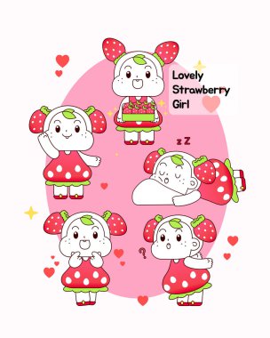 5 farklı eylemleri ile güzel çilek kız