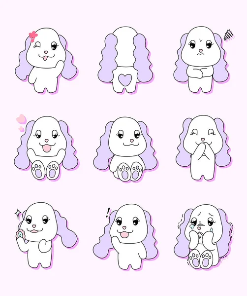 Güzel köpek character9 farklı eylemler illüstrasyonlar. Büyük kozmetik banner veya petspa için.