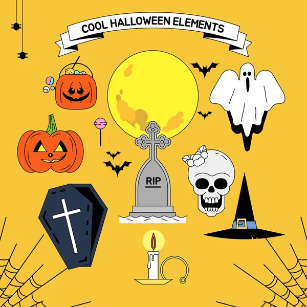 Vektör sorunsuz simge Cadılar Bayramı için ayarla. Kabak, hayalet, yarasa ve diğer öğeleri Halloween Tema.