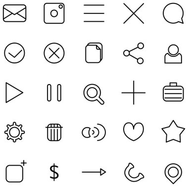 Basit siyah çizgi simgesi için Web tasarım seti