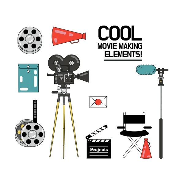 Film, film yapım vektör çizim Icon set