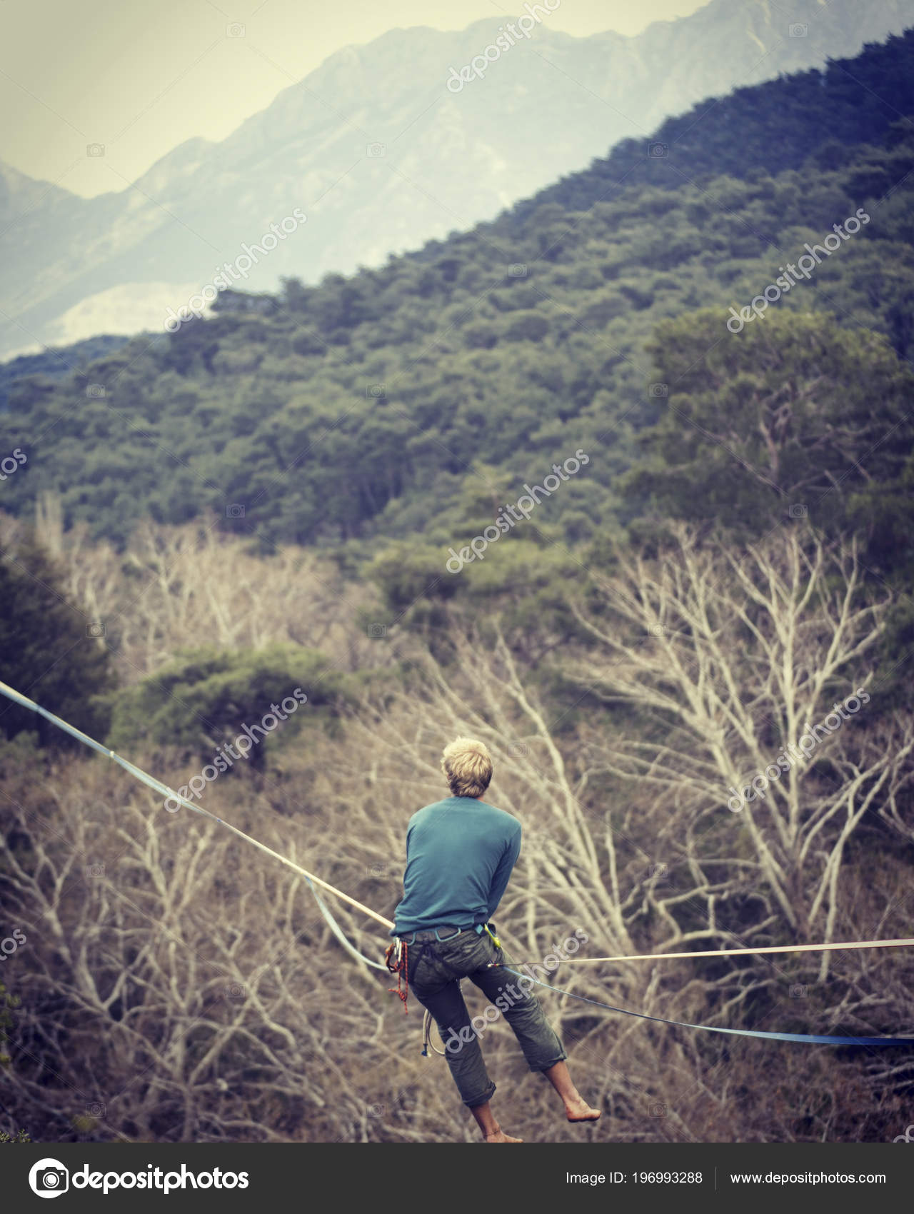 Highliner Rope Highline Background Mountains Extreme Sport Nature