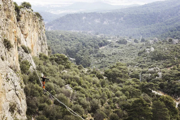 Caminar Por Una Línea Cielo Carnaval Turco Highline Antalya — Foto de Stock