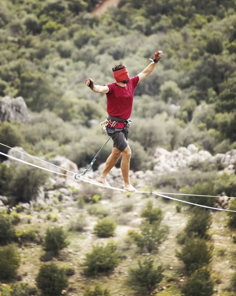 Caminar Por Una Línea Cielo Carnaval Turco Highline Antalya — Foto de Stock