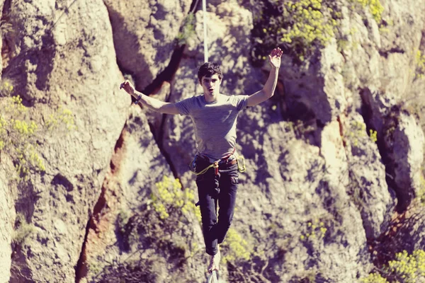 Walk a line in the sky.Turkish Highline Carnival in Antalya.