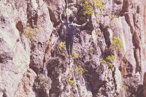 Caminar Por Una Línea Cielo Carnaval Turco Highline Antalya —  Fotos de Stock