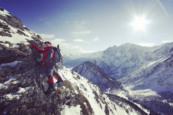 Hiker Trek Himalayas Manaslu Region Nepal — Stock Photo, Image
