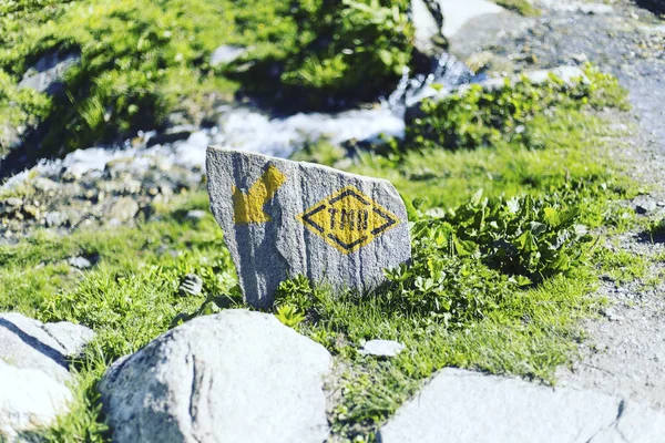 Cartello Del Percorso Pedonale Intorno Monte Bianco — Foto Stock