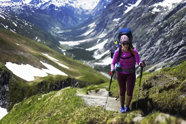 Trekking Kanadyjskich Górach Trasa Jest Rekreacja Popularne Działalności Ameryce Północnej — Zdjęcie stockowe