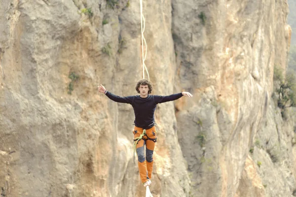 Caminar Por Una Línea Cielo Carnaval Turco Highline Antalya — Foto de Stock