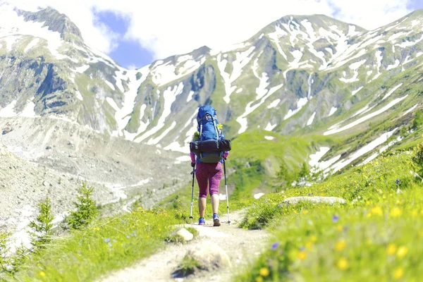 Tour du Mont Blanc jest unikatowy trek około 200 km Zdjęcia Stockowe bez tantiem