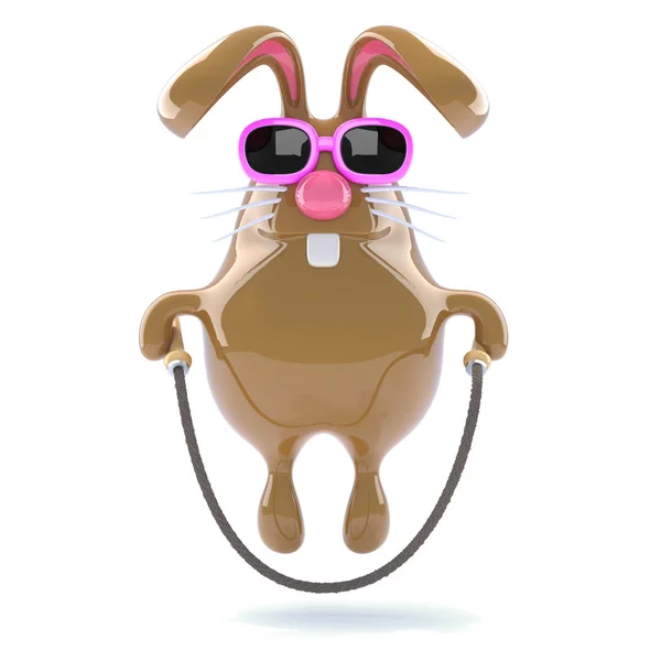 Renderizado Conejo Pascua Chocolate Con Saltar Cuerda —  Fotos de Stock