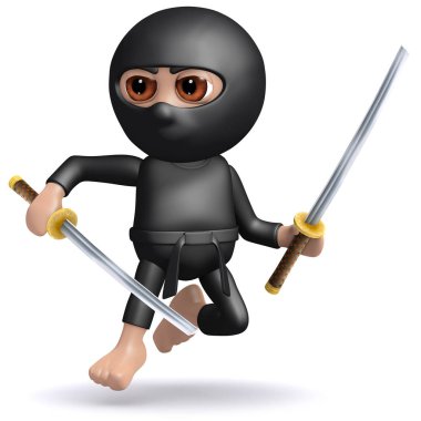 sıçrayan bir ninja savaşçı 3D render