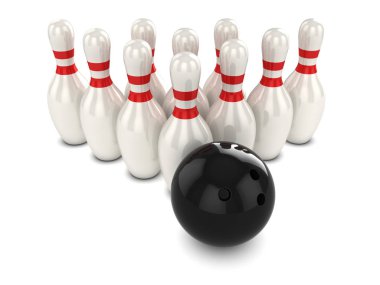iğne vurmaya bir bowling topu 3D render