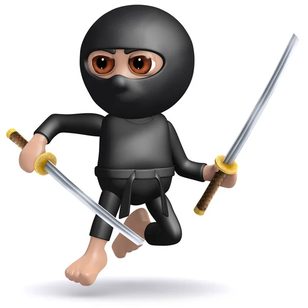 Sıçrayan Bir Ninja Savaşçı Render — Stok fotoğraf